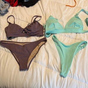 Women’s Two-Piece Bikini Set — Mint and Taupe